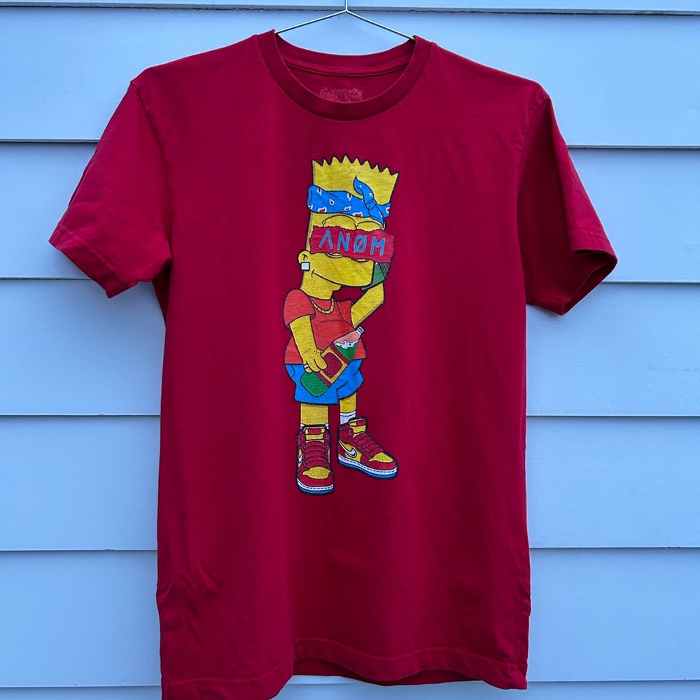 Red Graphic T-Shirt with Cartoon Print